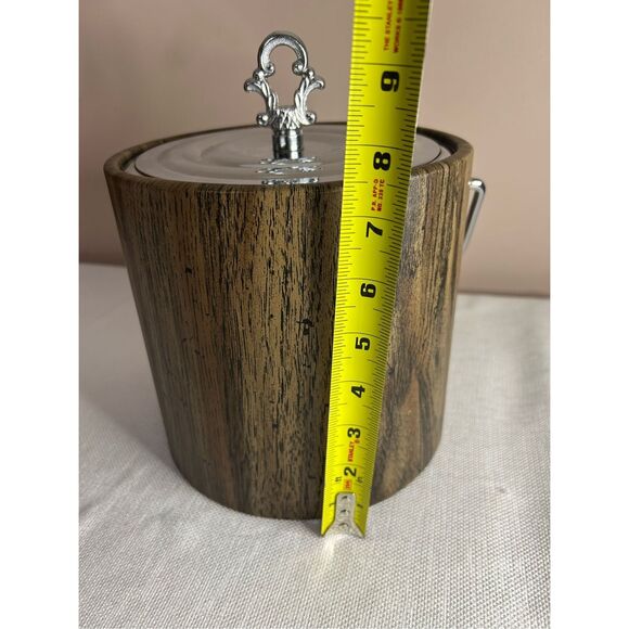 Vintage Irvinware Ice Bucket MCM vinyl wood grain - Picture 6 of 7